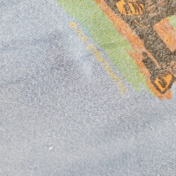 Vtg Harley Davidson Blue T-Shirt Single Stitch Men XL USA Flag Burt’s Cycle Cntr - Picture 15 of 16